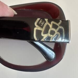 Chanel Sunglasses Womens Brown Oval Gray Gradient Logo Plastic Frame Oversized